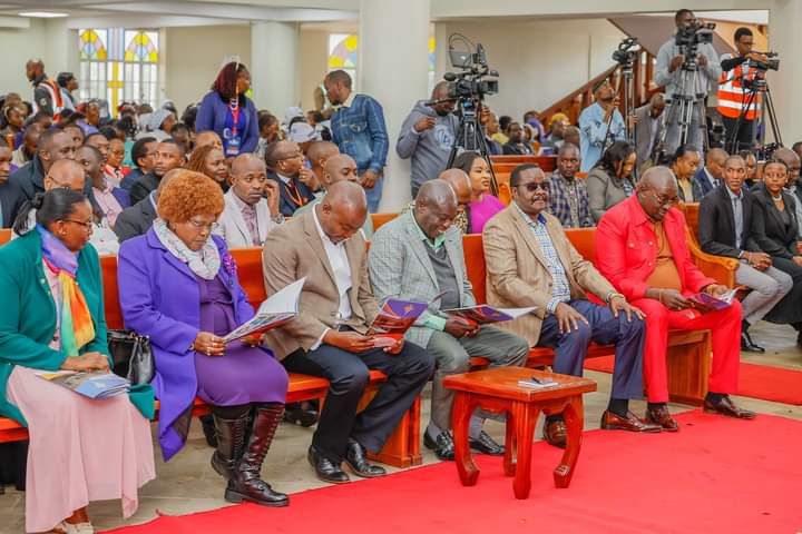 Deputy President Rigathi Gachagua and other leaders at ACK St. Joseph of Arimathea Church Roysambu