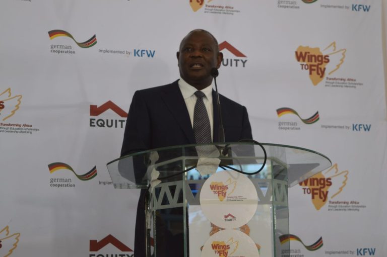 Dr James Mwangi Executive chairman, Equity Group Foundation addressing scholars of Equity Wings To Fly program