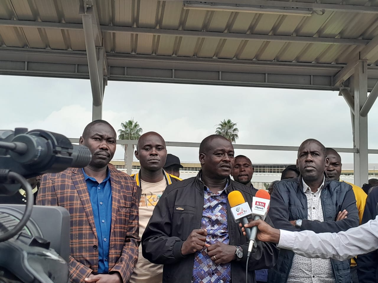 From Right, KAWI Secretary General Moss Ndiema, Secretary General Moss Ndiema, Union Official Robert Lichoro and Union Chairperson Walter Ongeri