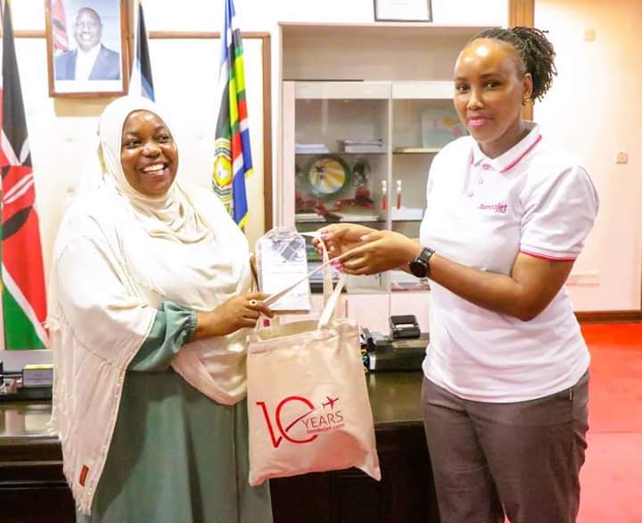 Kwale County Governor Fatuma Achani has welcomed Jambo Jet into the Coastal county