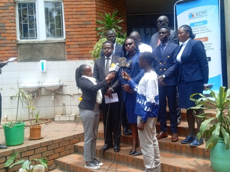 Law society of Kenya President Mrs Faith Odhiambo issuing her address to the media on Katiba Day.