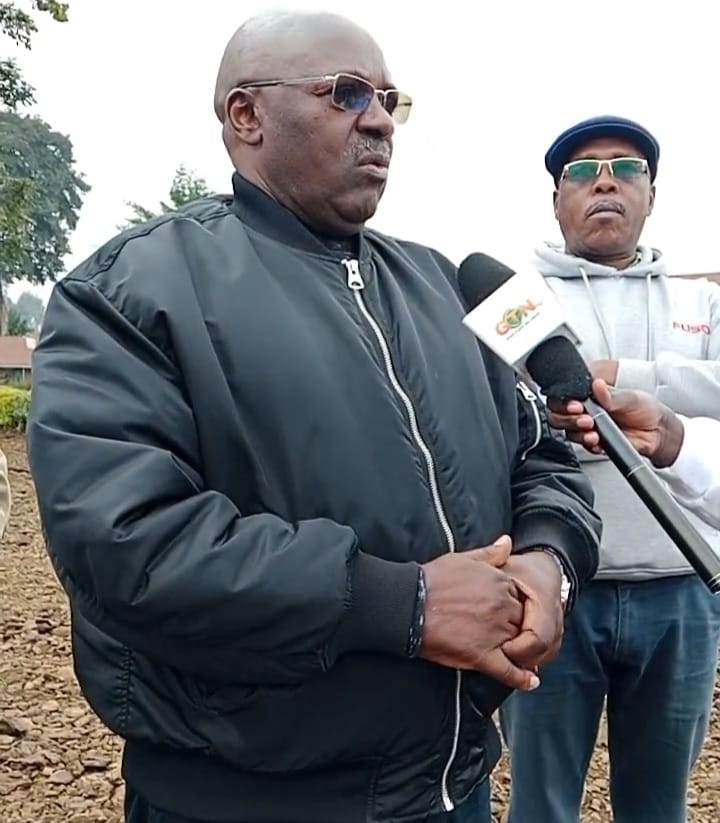 MP Wambugu Wainaina briefing journalists after touring Muna-ini Primary School yesterday.
