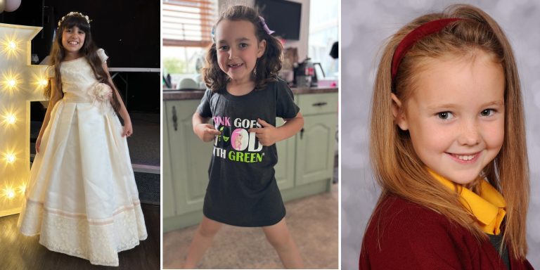 Photo 1 Sad reminder... These three angels lost their lives in senseless stabbings in Southport, left to right, Alice DaSilva Aguiar nine_ Bebe King, six and Elzie Dot Stancombe, seven. in July.