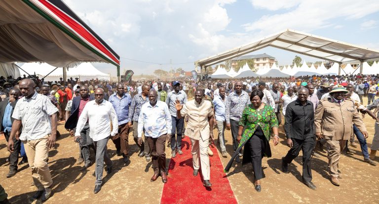 President William Ruto, Deputy President Rigathi Gachagua, Homa Bay Governor Gladys Wanga and other leaders during president’s Nyanza region tour