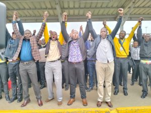 Kenya Aviation Workers Union during the press briefing at JKIA