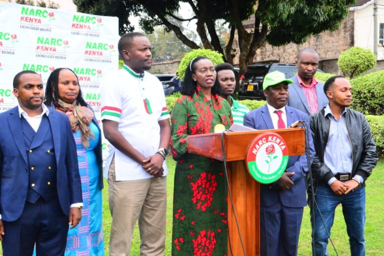In Picture,NARC -Kenya Party leader Martha Karua and other party members during the press briefing