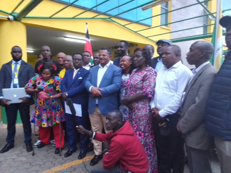 UDA Secretary General Hassan Omar Hassan, Dr. Kaberia Kubai Chairman, UDA County Coordinators Caucus and other members addressing the Media