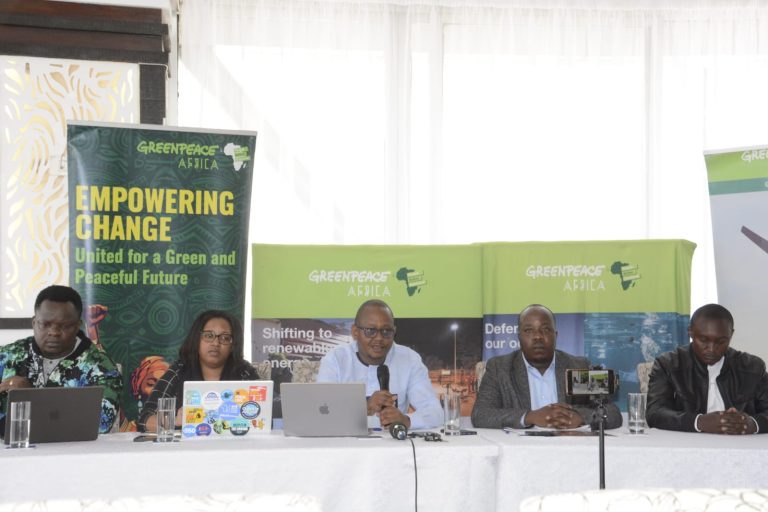 Greenpeace Africa's Communication Manager Ferdinand Omondi, Senior Africa Campaigner for Oil Change International Charity Migwi