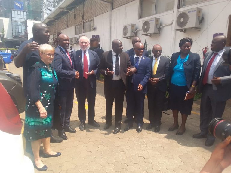 KUSCCO National Chairman David Mategwa and other National Sacco leaders during the Consultative Meeting in Nairobi