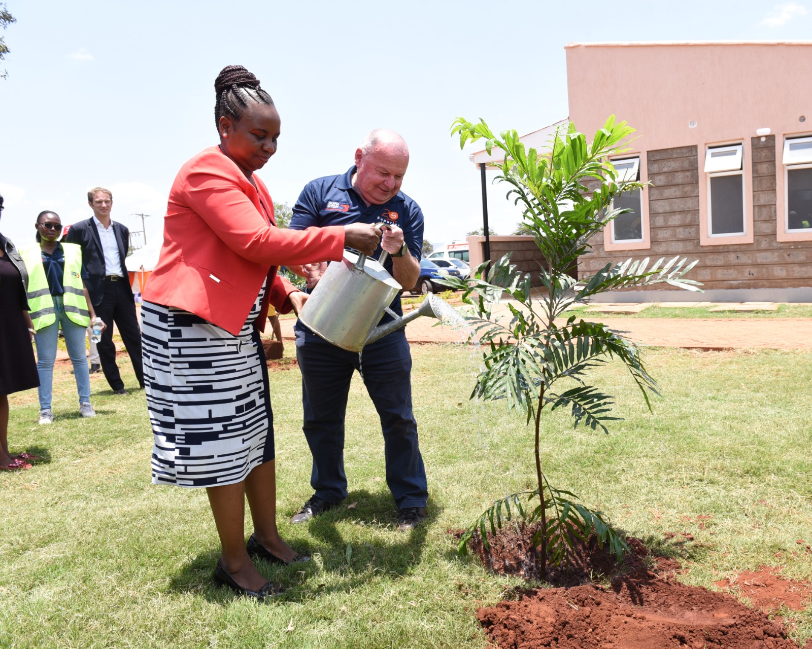 Makueni County Deputy Governor Hon. Lucy Mulili, CECM Trade, Industry & Tourism Dr. Sonnia Nzilani and Superior Homes Managing Director Ian Henderson during the opening of Supa Stop, a modern roadside stopover complex at Sultan Hamud that seeks to offer an all-in-one safe and secure resting point for long-distance truck drivers plying the Nairobi-Mombasa route.