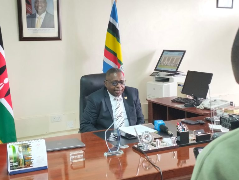 Principal Secretary State Department For Shipping and Maritime Affairs addressing the media in his office