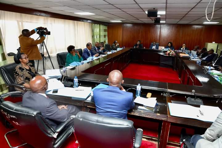 The committee members during yesterday's session