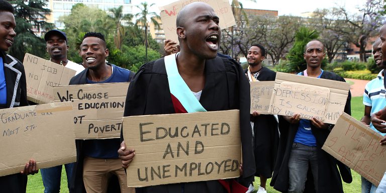 Unemployed graduates march to the Union Buildings