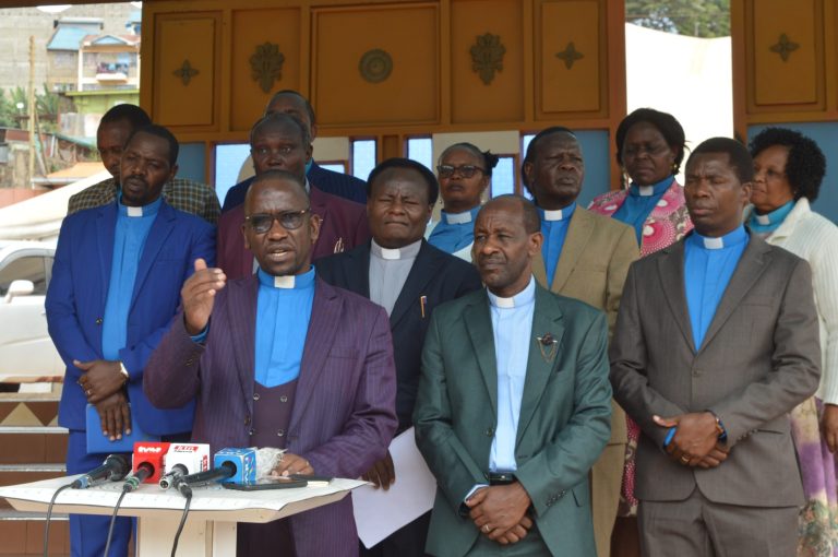 Christian Foundation Fellowship (CFF) church Nairobi diocesan council clergy in a presser where they defended Bishop Michael Wanderi