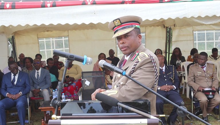Kiambu DCC Titus Macharia speaking during Mashujaa day celebrations