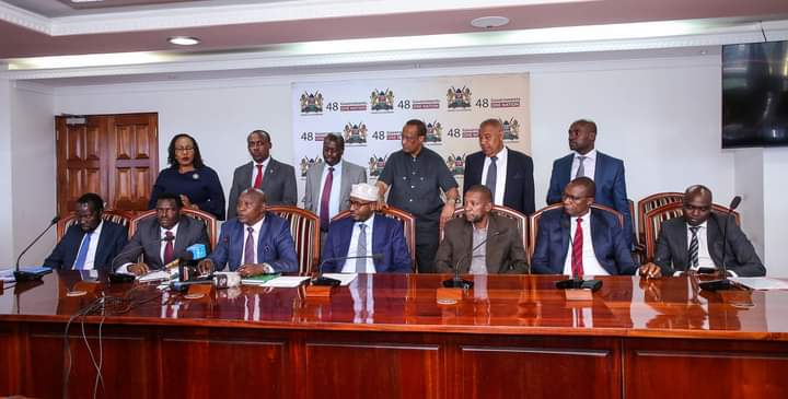 Council of Governors members addressing the media yesterday.