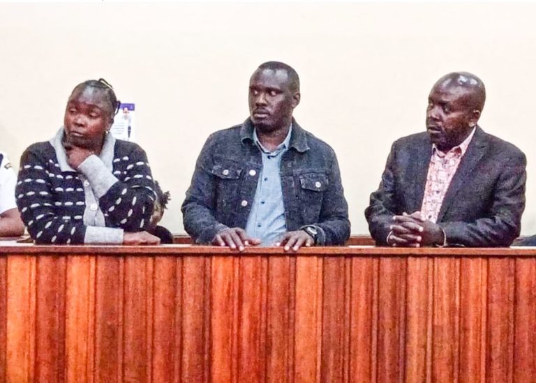 Eva Jelangat, Edwin Ronoh, and Jacob Kiprotich in a Nakuru court.