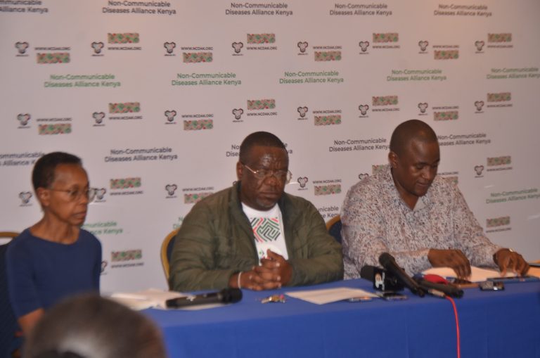 Evans M. Majau, Chair of the Caucus of Patient-Led Organizations of NCDs, addressing the media.