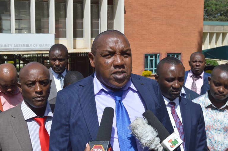 Hezron Njoroge, Riabai ward MCA in Kiambu County speaking outside the Kiambu County Assembly defending his motion that it is not meant to fight women leaders who are nominate but seeks equal representation.
