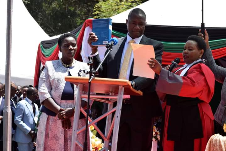Nyandarua County Governor Dr Kiarie Badilisha during his swearing in, in 2022