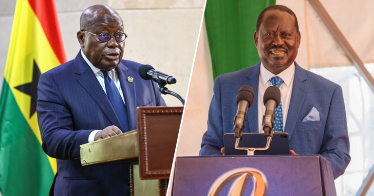 Raila Odinga and Ghanaian President Nana Akufo-Addo in Accra