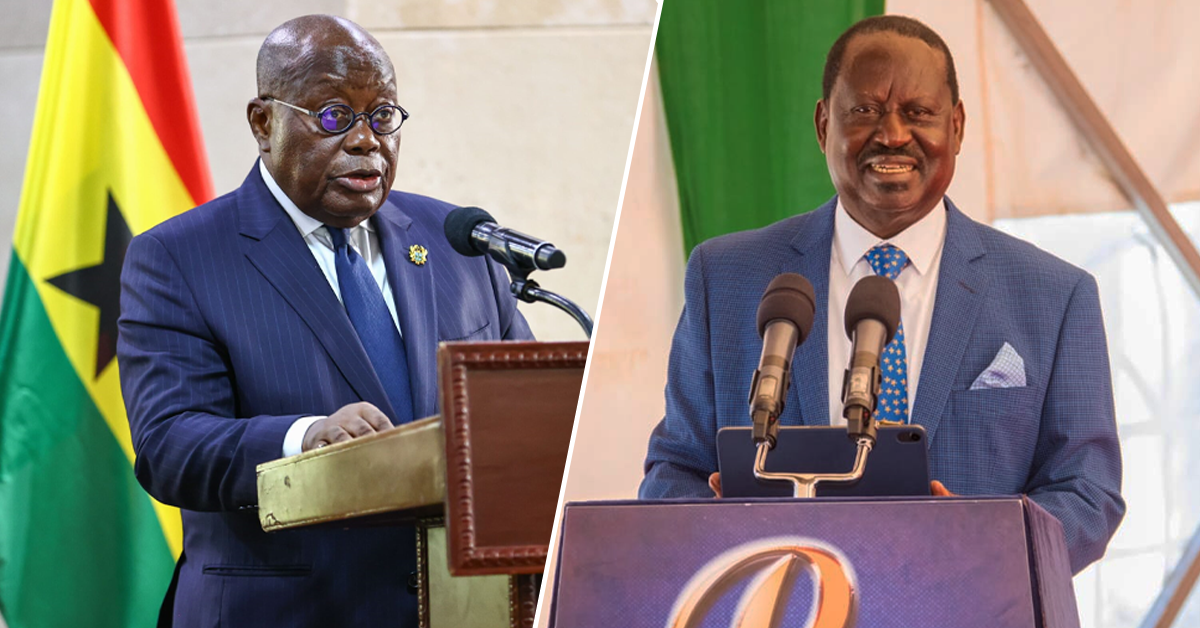 Raila Odinga and Ghanaian President Nana Akufo-Addo in Accra