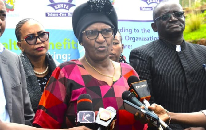 Tobacco Control Board Chairperson Ms Naomi Shaban briefing the media.