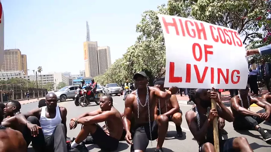 Young demonstrators protest cost of living in Nairobi