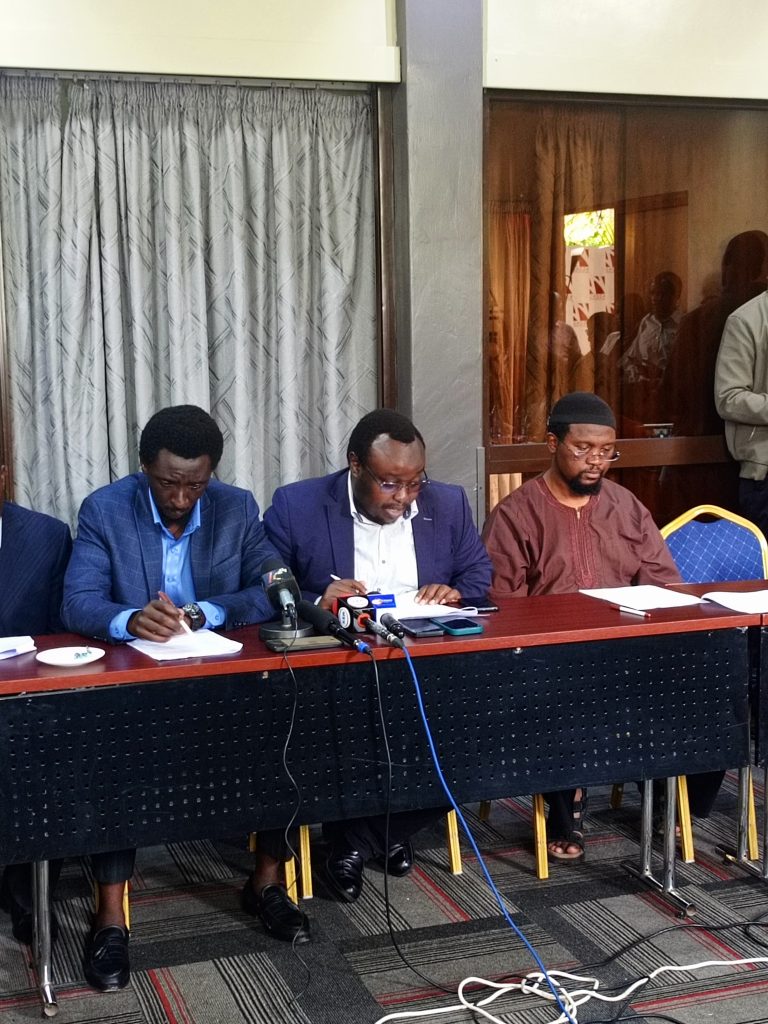 Civil society organization representatives issuing their address to the media