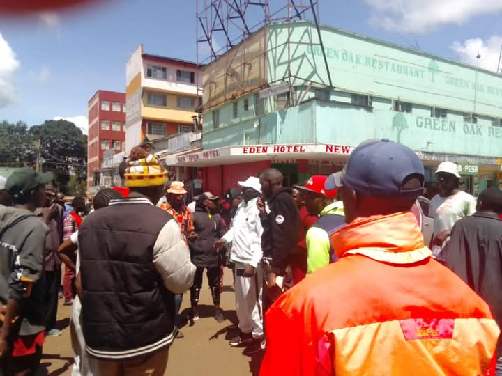 Democracy for the Citizens Party (DCP) Nyeri County cordinator Wanyaga Gathaka (in white)