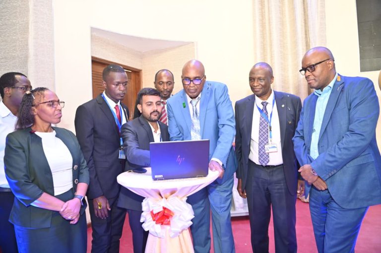 Hardeep Jadeja of Marwadi University of India shows senior staff of Mount Kenya University led by Prof Simon Gicharu, chairman and founder MKU