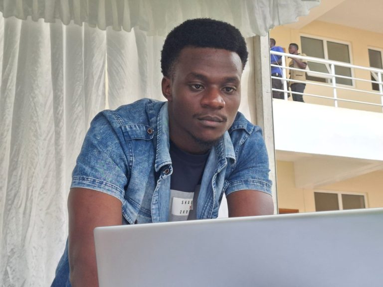 Ian Cheruiyot, one of the students at Zetech University who have developed an advanced security system dubbed Smart Gate