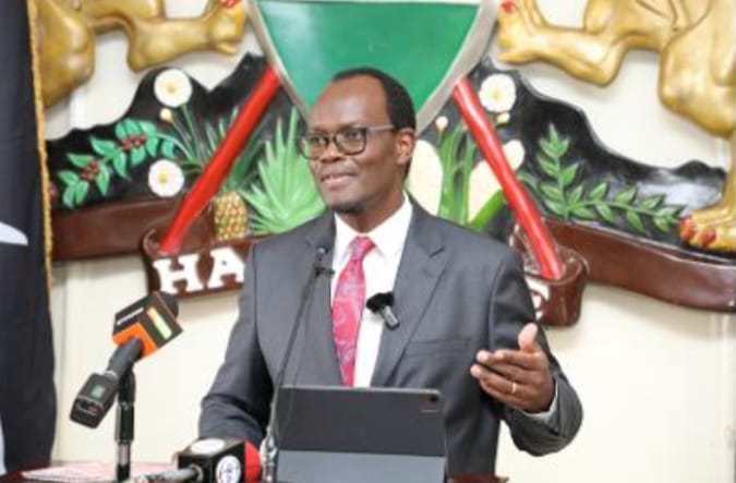Paul Ndemo during the press briefing yesterday.