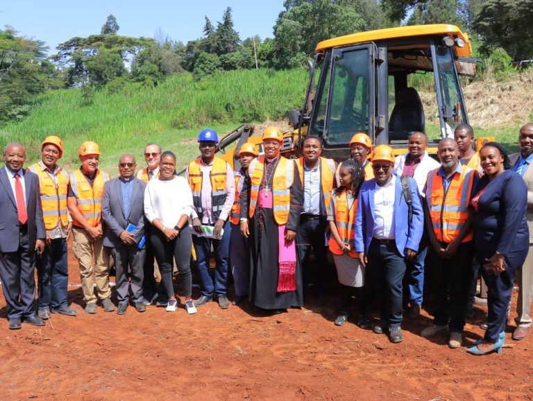 Archbishop Anthony Muheria and other stakeholders during the groundbreaking ceremony yesterday.
