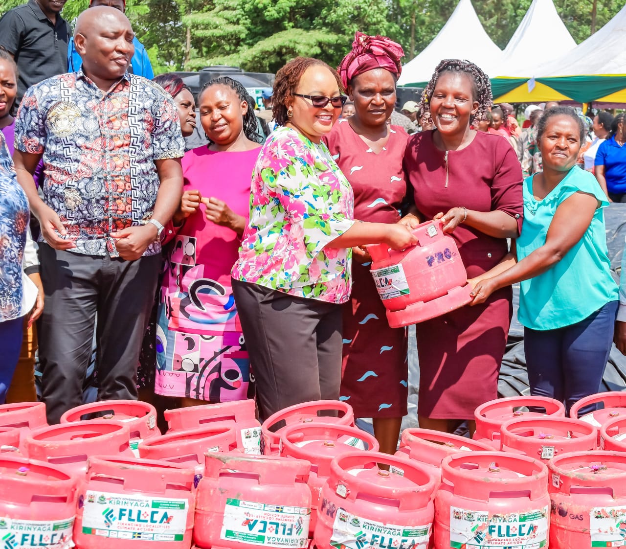 Governor Ann Waiguru with some of beneficiaries.