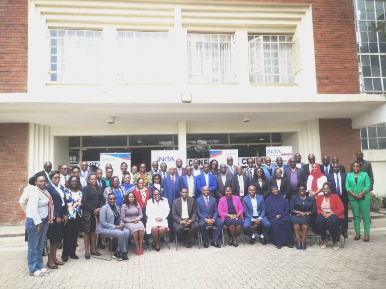 Labour and Skills Development Secretary Administrator, Mr. Herman Shambi, leads guests in a group photo