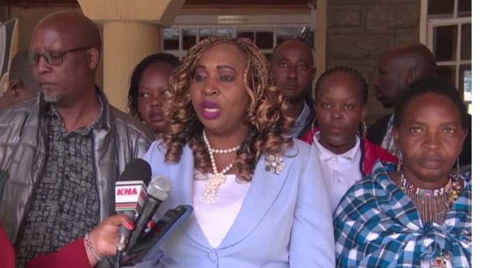 Ms Jemimah Aluda briefing the media.