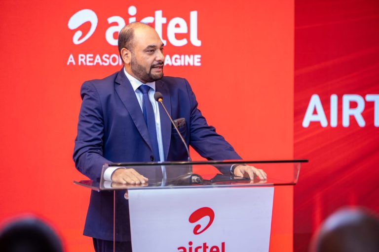 Airtel Kenya Managing Director Ashish Malhotra speaking at Airtel headquarters in Nairobi.