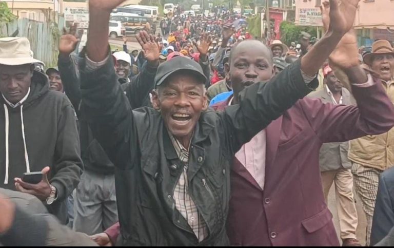 Coffee farmers celebrating after a high court ruling yesterday.