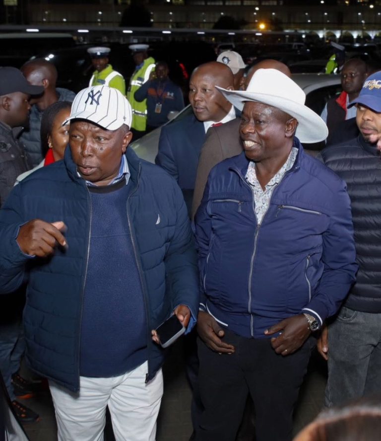Former Deputy President Rigathi Gachagua, former assistant minister Maina Kamanda and other DCP at airport
