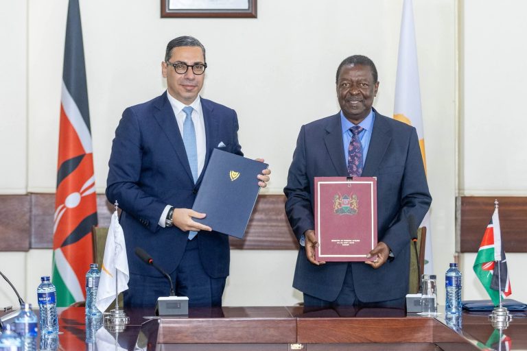 Prime Cabinet Secretary and Cabinet Secretary for Foreign and Diaspora Affairs Musalia Mudavadi and Cyprus minister for Foreign Affairs Constantinos Kombos