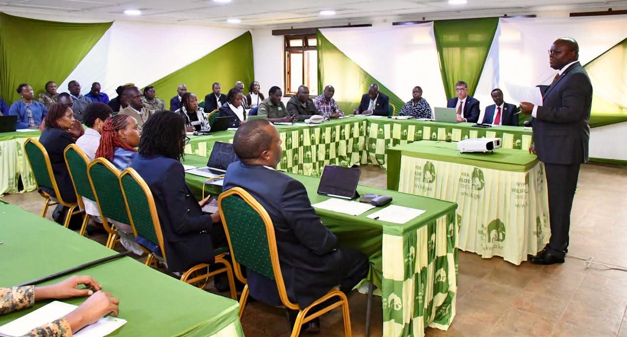 Prof. Erustus Kanga, Director General of the Kenya Wildlife Service yesterday held a stakeholder engagement meeting