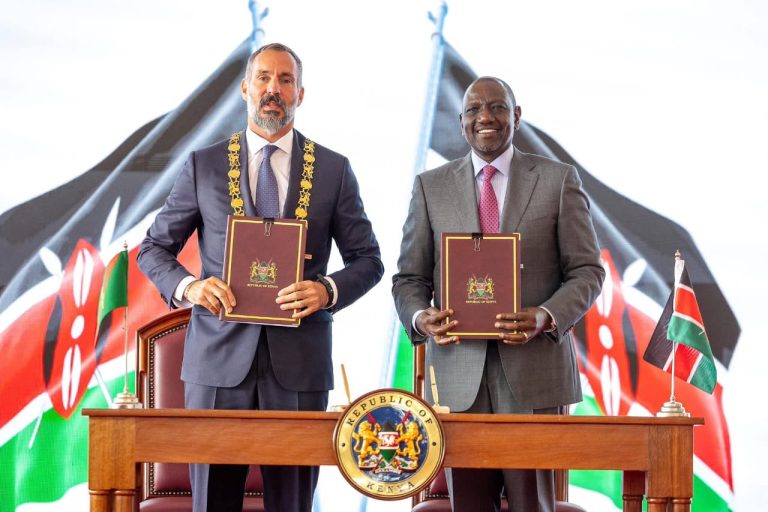 President William Ruto with Aga Khan V at State House, Nairobi yesterday.