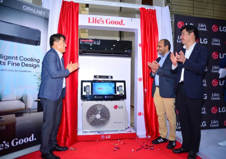 LG Electronics East Africa President, Donghun Lee; Opalnet Limited Managing Director, Rakesh Singh and LG Electronics EA Air Solutions Product Director, Tony Yun