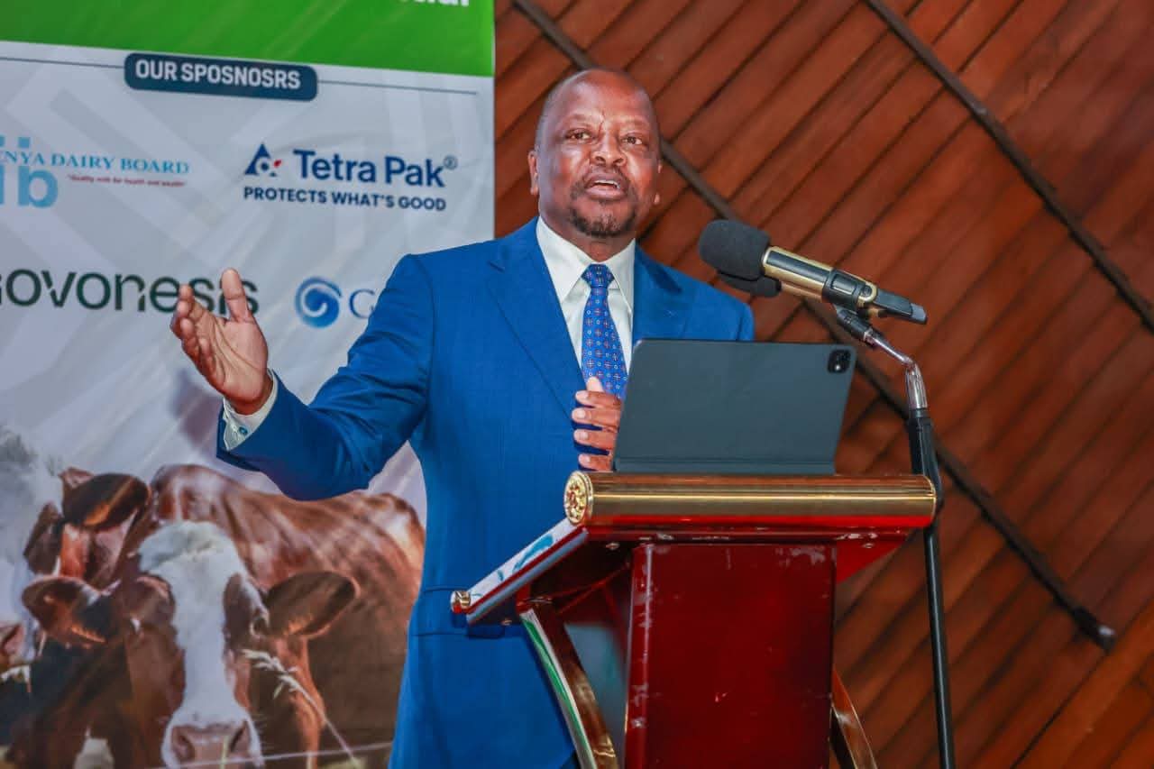 CS Mutahi Kagwe addressing the forum yesterday.
