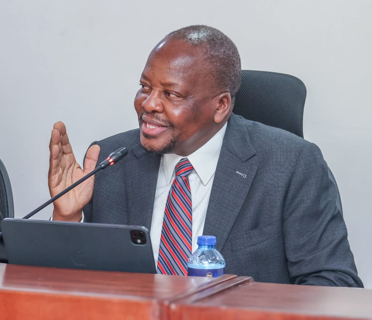 CS Mutahi Kagwe before the committee yesterday.