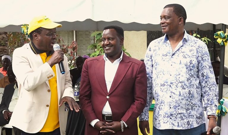 From left; Lenny Kivuti, Newton Karish and Justin Muturi on Saturday.