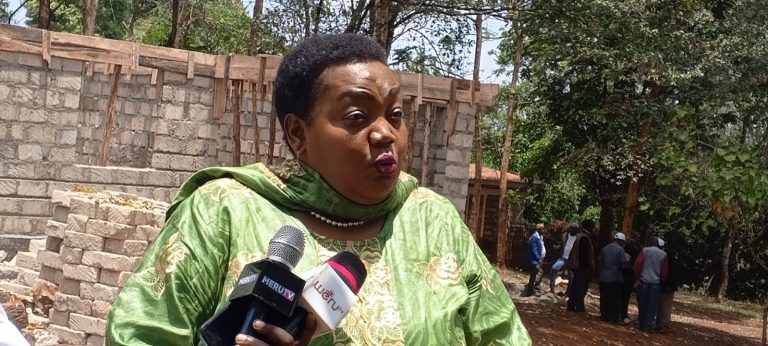 Imenti North parliamentary aspirant Carol Karimi speaks to press in North Imenti constituency Meru County.