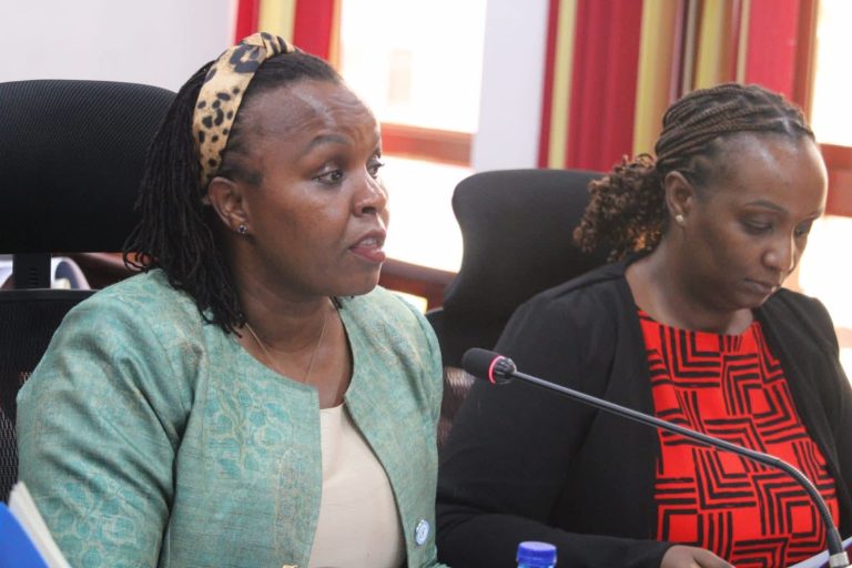Immaculate Kassait addressing the committee members