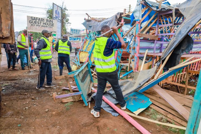 Kirinyaga Government Demolishes Illegal Structures Blocking Drainage System At Kagio Market